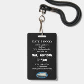 タイタニック誕生日白黒星線船 バッジ (ストラップ付き裏面)