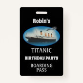 タイタニック誕生日白黒星線船 バッジ (正面)