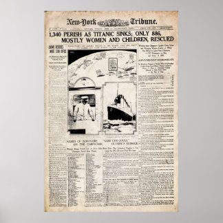 タイタニック・ニューヨーク・トリビューン紙リプリント ポスター