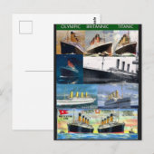 タイタニック，ブリタニック，オリンピック，姉妹Tシャツ ポストカード (正面/裏面)