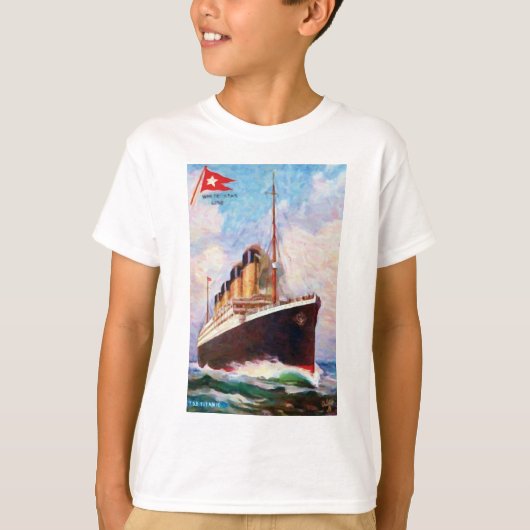 タイタニック ホワイトスターライン オイルペインティング Tシャツ (正面)