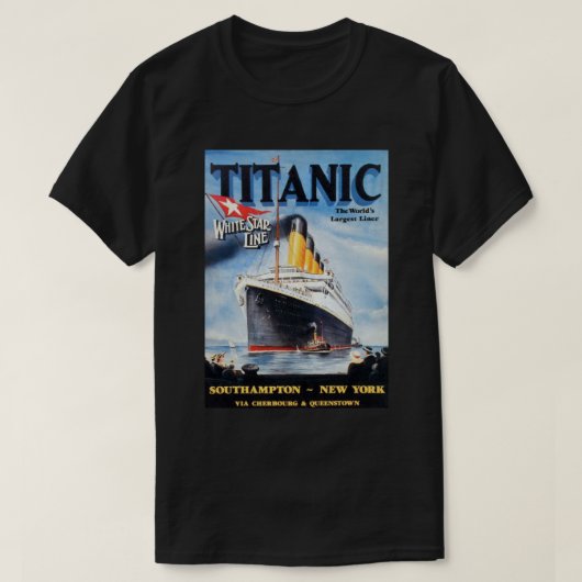 タイタニック ホワイトスターライン - 世界最大の客船 Tシャツ (デザイン正面)