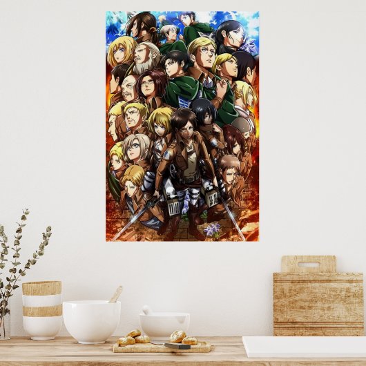 タイタン・キャラクター・コラージュ攻撃 ポスター (キッチン)