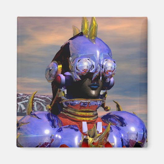 タイタンCYBORGポートレートブルーサイエンスフィクション、サイエンスフィクション マグネット (正面)