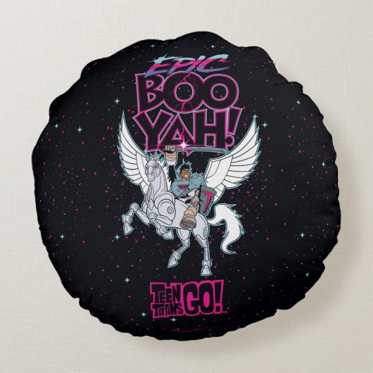 タイタ10代のンズ行け！ |ウォリアー・サイボーグ・リディング・ペガサス ラウンドクッション (裏面)