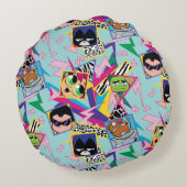 タイタ10代のンズ行け！ |レトロ90のグループコラージュ ラウンドクッション (裏面)