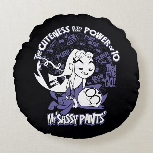 タイタ10代のンズ行け! | Starfire & Mr. Sassy Pants ラウンドクッション (正面)