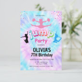 タイダイのトランポリン公園の誕生日パーティーの招待状 招待状 (スタンド正面)