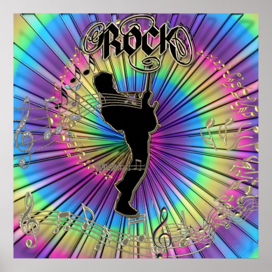 タイダイのドリームミュージックポスターに登場するGroovyギター ポスター (正面)