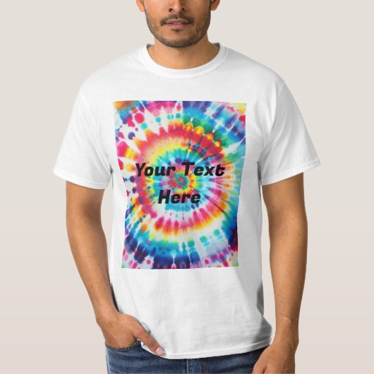 タイダイカラフルなカスタムテキスト   Tシャツ (正面)