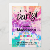 タイダイガール 誕生日招待状。 招待状 (正面/裏面)