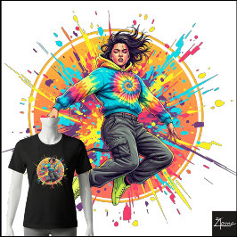 タイダイフーディージャンパーのスプラッターグラフィティアート トライブレンドTシャツ