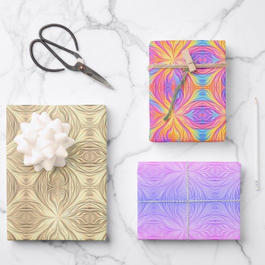 タイダイヴィンテージカラフルレトロ90s ラッピングペーパーシート (正面)