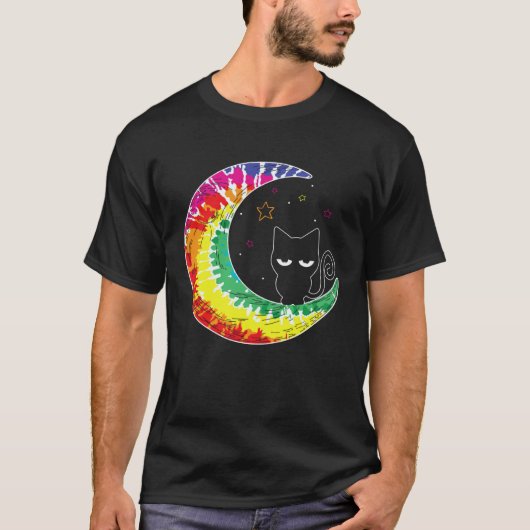 タイダイ三日月猫 不機嫌な子猫 Tシャツ (正面)