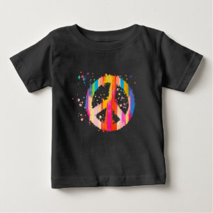 タイダイ平和サインHippieボヘミアンフェスティバルシンボル ベビーTシャツ