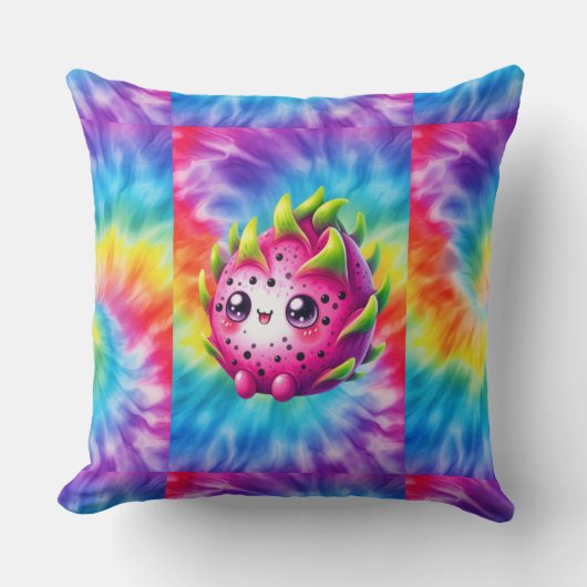タイダイ幸せなドラゴンフルーツ クッション (正面)