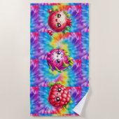 タイダイ幸せなドラゴンフルーツ ビーチタオル (正面)