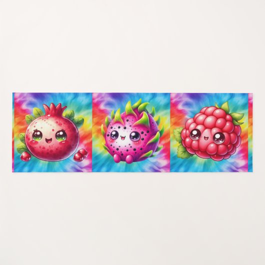 タイダイ幸せなドラゴンフルーツ ヨガマット (正面(横))