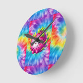 タイダイ幸せなドラゴンフルーツ ラウンド壁時計 (傾斜)