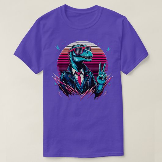 タイダイ恐竜ヒッピー恐竜 Tシャツ (デザイン正面)