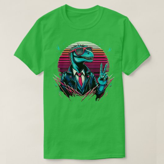 タイダイ恐竜ヒッピー恐竜 Tシャツ (デザイン正面)