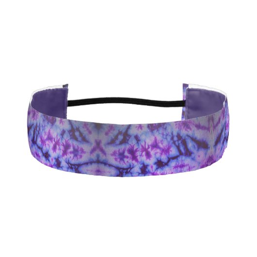 タイダイ抽象的な青と紫の色合いのラプ アスレチックヘッドバンド (正面)
