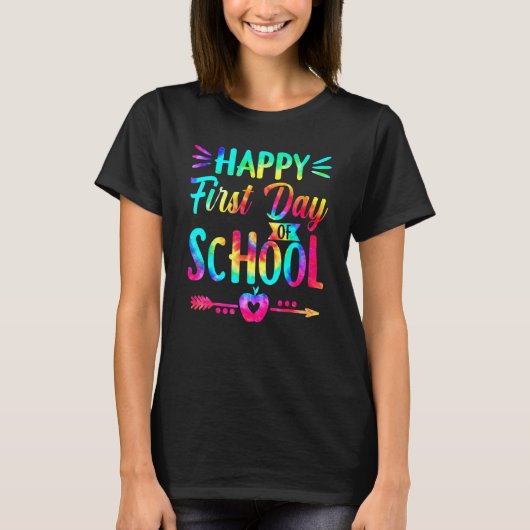 タイダイ染めの新学期を祝おう 生徒と紅茶 Tシャツ (正面)
