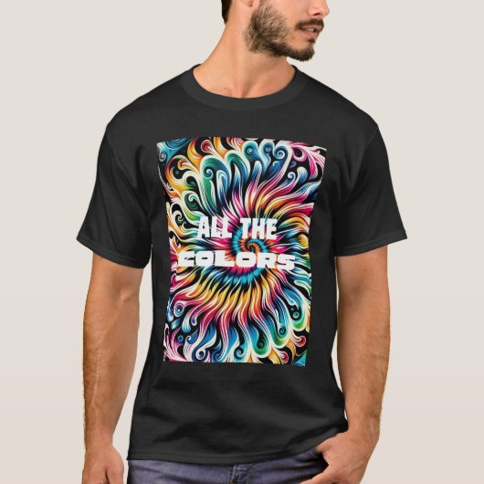 タイダイ染めレトロ渦巻きカラー Tシャツ (正面)