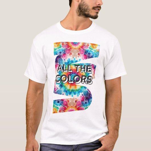 タイダイ染めレトロ風カラフル渦巻き Tシャツ (正面)