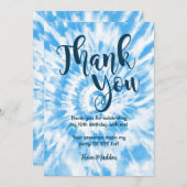 タイダイ染め感謝カード 青 招待状 (正面/裏面)