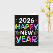 タイダイ染め ハッピーニューイヤー 2026 家族お揃い 新年2026 カード (黄色い花)