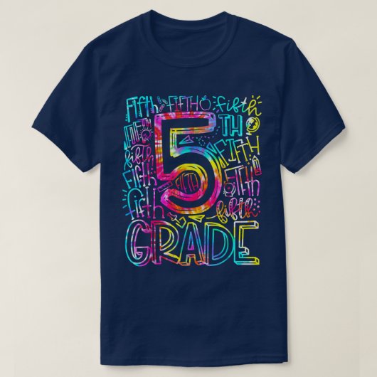 タイダイ染め 5年生 先生 生徒 学校復帰Tシャツ Tシャツ (デザイン正面)
