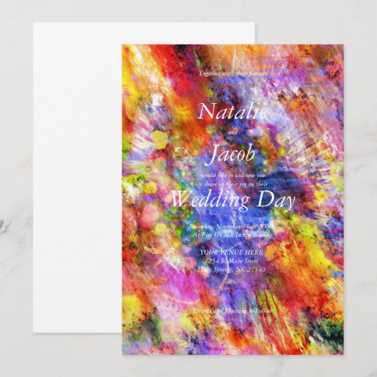 タイダイ結婚式招待状 (正面/裏面)