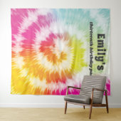 タイダイ誕生日パーティレインボーヒッピー背景 タペストリー (インサイチュ(横))