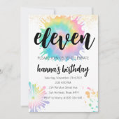 タイダイ誕生日招待状金ゴールド招待状レインボ 招待状 (正面)