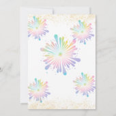 タイダイ誕生日招待状金ゴールド招待状レインボ 招待状 (裏面)