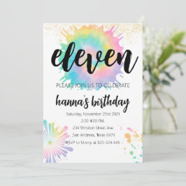 タイダイ誕生日招待状金ゴールド招待状レインボ 招待状