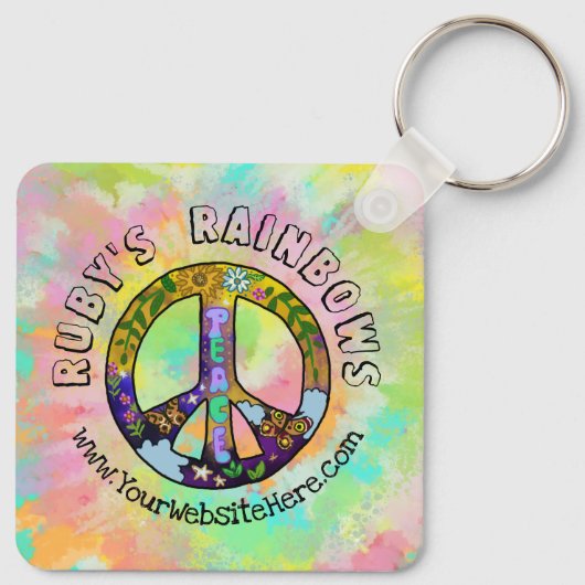 タイダイ・アート&ボヘミアンスタイルの衣類ビジネス キーホルダー (裏面)