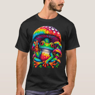 タイダイ・カエル・ピースサイン・キノコ・ヒッピースタイル Tシャツ