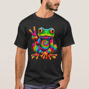 タイダイ クール カエル ピースサイン ヒッピースタイル Tシャツ