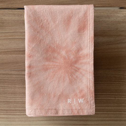 タイダイ |コーラルピンクモダンパステル ハンドタオル