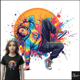 タイダイ ダンサー ブレイクダンス ペイント スプラッター アート トライブレンドTシャツ