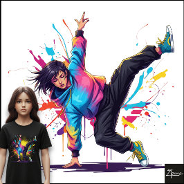 タイダイ ダンサー ブレイクダンス ポーズ スプラッター アート トライブレンドTシャツ