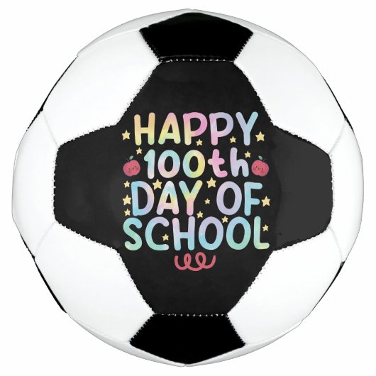 タイダイ ハッピー 100日目の学校の先生 生徒  サッカーボール (正面)