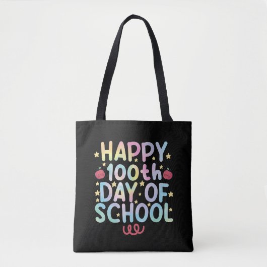 タイダイ ハッピー 100日目の学校の先生 生徒 トートバッグ (正面)