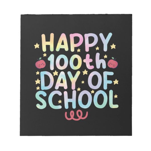 タイダイ ハッピー 100日目の学校の先生 生徒 ノートパッド (正面)