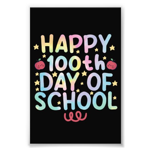 タイダイ ハッピー 100日目の学校の先生 生徒  フォトプリント            (正面)
