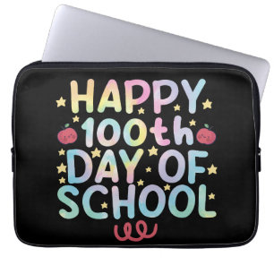 タイダイ ハッピー 100日目の学校の先生 生徒 ラップトップスリーブ