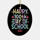 タイダイ ハッピー 100日目の登校日 先生 生徒 セラミックオーナメント (右)