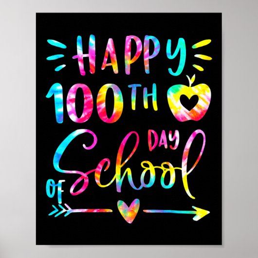 タイダイ ハッピー 100日目 学校の先生と生徒 100 ポスター (正面)